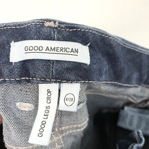 GOOD AMERICAN Good Legs Crop Jeans Stretch Denim Dark Wash size 6/28 - Picture 5 of 6